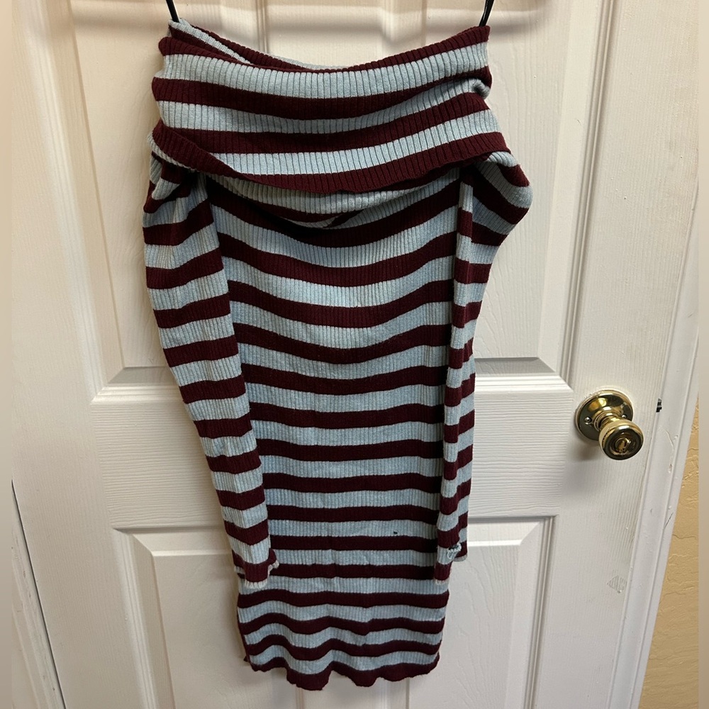 Forever 21 Burgundy and Gray Striped Knit Top
